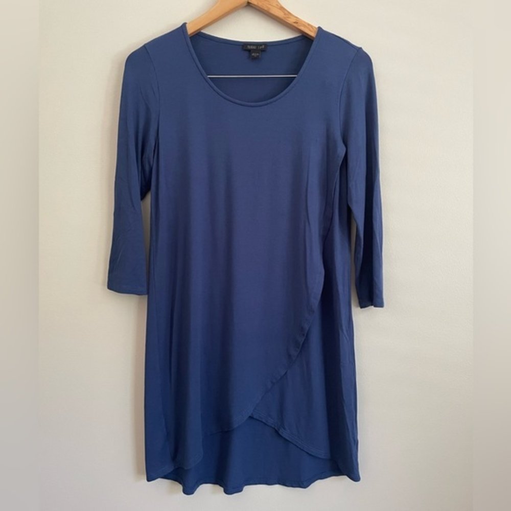J. Jill Wearever Collection‎ Wrap Front Tunic Top 3/4 Sleeve Blue Ridge Size XS
